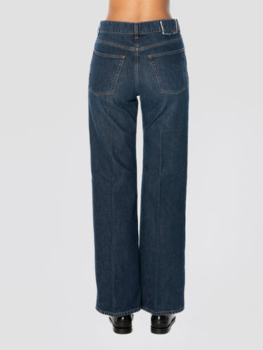 Jeans mit weitem Bein in Dunkelblau