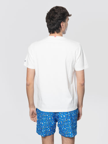 White T-shirt with pocket and Bartman embroidered print