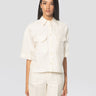 CLOSED-Camicia Utiliy Maniche Corte in Misto Lino Avorio-TRYME Shop