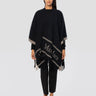 MAX MARA-Poncho in Lana con Frange Hilde Blu Marino-TRYME Shop