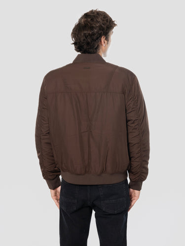 Klassische Bomberjacke aus recyceltem Twill in Espresso