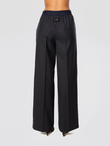 Weite Hose mit elastischem Bund in Blau