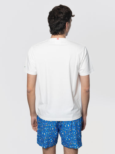 White T-shirt with chest pocket and Golden Power embroidered print