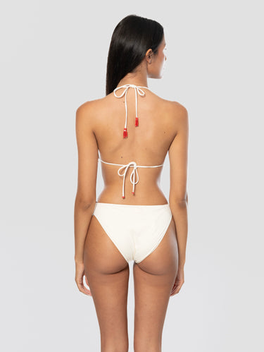 Top-Bikini mit Perlen in Weiß und Dreieck-Form