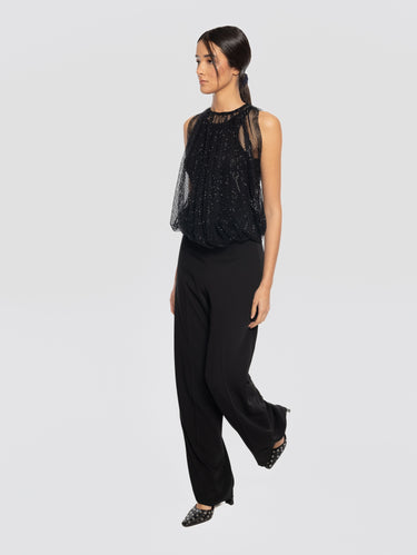 Wide-Leg Cady Pants Black