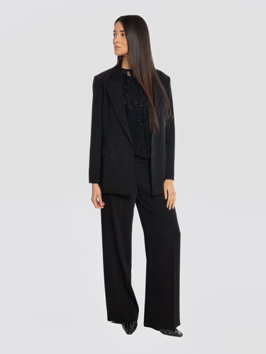 Wide-Leg Cady Pants Black