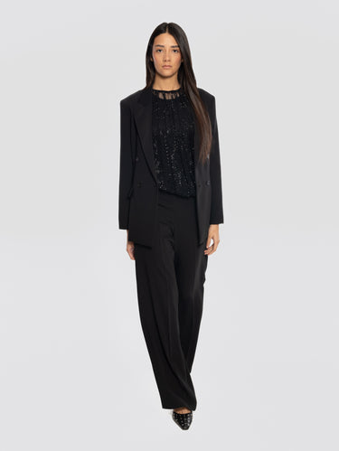 Wide-Leg Cady Pants Black