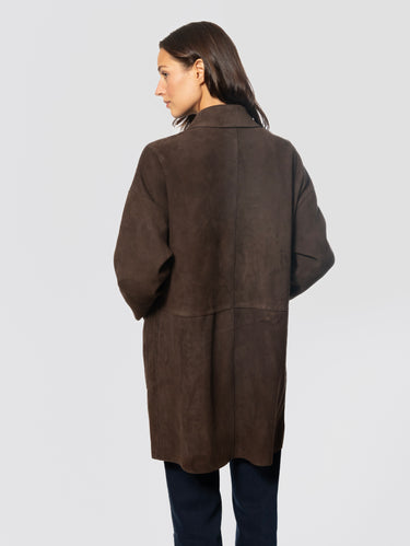 Brown Bonded Suede Leather Coat