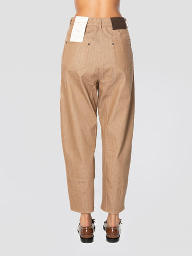 Jeans mit weitem Bein in Nussbraun