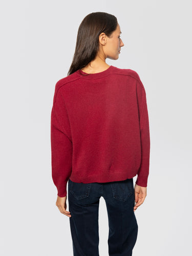 Maglia Girocollo Cropped Gaston in Cashmere Borgogna