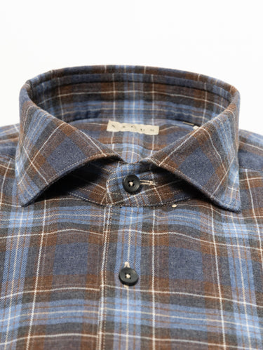Camicia a Quadri in Flanella Marrone/Blu