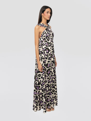 Abito Elegante Lungo e Fluido Stampa Multicolor