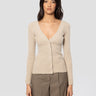 MAX MARA-Cardigan a Coste in Lana e Cashmere Beige-TRYME Shop