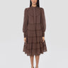 ERMANNO FIRENZE-Abito con Balze in Mussola di Cotone Marrone-TRYME Shop