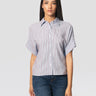CLOSED-Camicia in Viscosa a Righe Maniche Corte Celeste-TRYME Shop