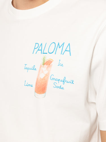 White T-shirt with Paloma Recipe Embroidery