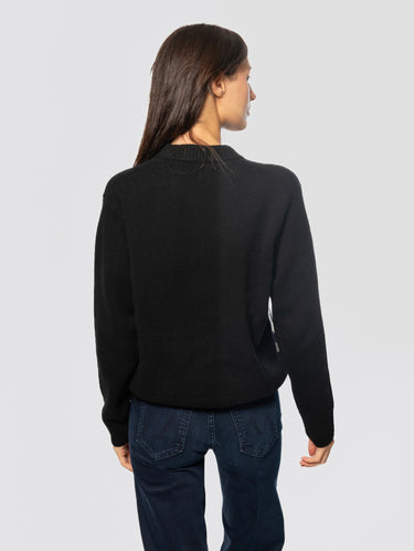Maglione Oversize con Cuore e Scritta St. Barth Nero