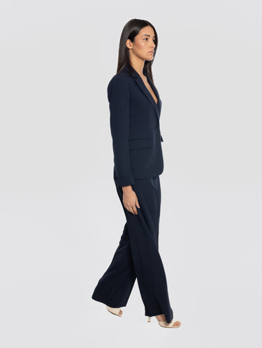 Hose aus Cady mit weitem Bein Blau