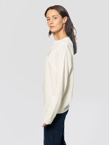 Maglione Oversize in Misto Cashmere con Ricamo St. Barth Bianco