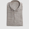 XACUS-Camicia in Lino a Righe Medie Bianco/Marrone-TRYME Shop