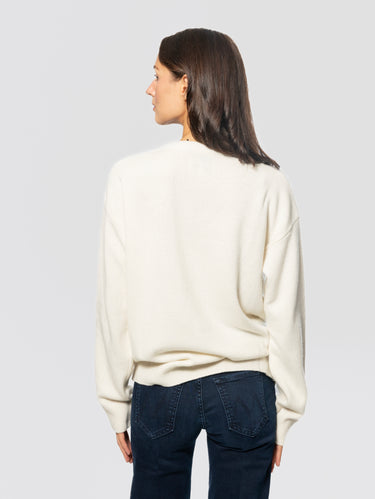 Maglione Oversize in Misto Cashmere con Ricamo St. Barth Bianco