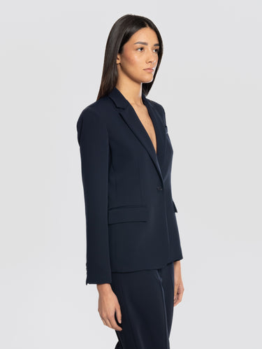 Blue Single-Breasted Cady Jacket