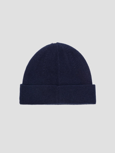 Berretto in Cashmere con Risvolto Blu