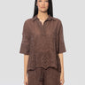 ERMANNO FIRENZE-Camicia in Pizzo Sangallo Marrone-TRYME Shop