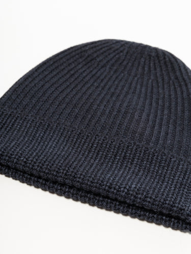 Cappello in Lana Merino a Coste Blu