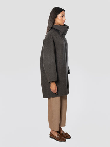 Oversize-Mantel aus brauner Wolle