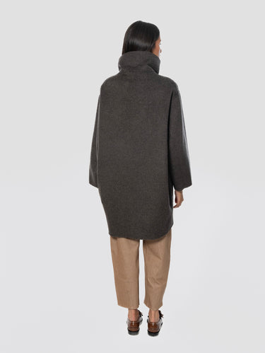 Oversize-Mantel aus brauner Wolle