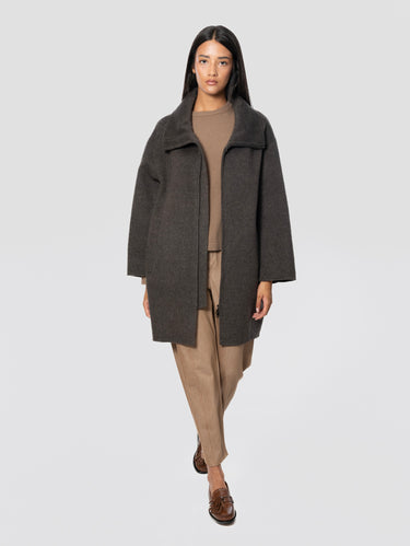 Oversize-Mantel aus brauner Wolle