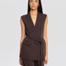 P.A.R.O.S.H.-Gilet in Cady Doppiopetto Marrone-TRYME Shop