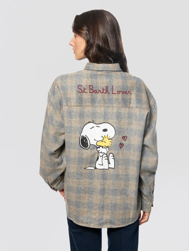 Camicia in Flanella Snoopy St. Barth Lover Tartan Grigio