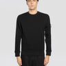 STONE ISLAND-Felpa Girocollo con Lavorazione a Nido d'Ape Nero-TRYME Shop
