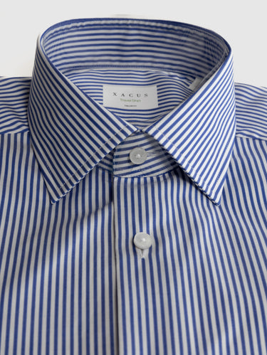 Camicia Wrinkle Free a Righe Bianco/Blu