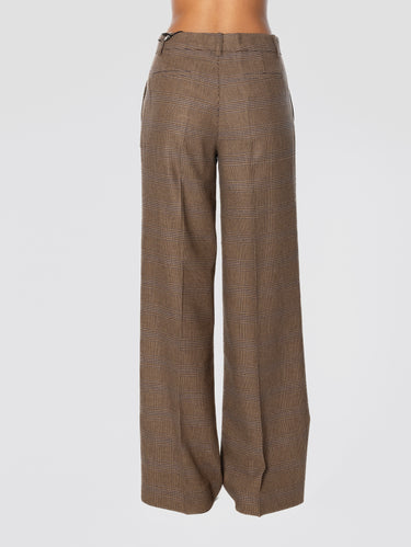 Hose mit geradem Bein im braunen Prinz-von-Galles-Muster