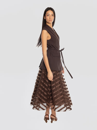 Brown Double-Breasted Cady Vest