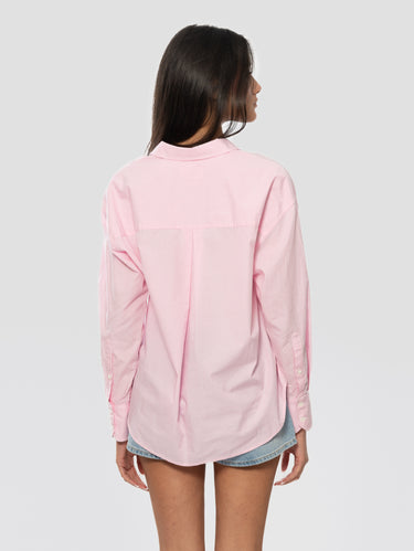 Hemd mit rosa/weiß gestreiften Stickereien