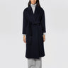 BRERAS MILANO-Cappotto Lungo in Lana con Bottone Nascosto Blu-TRYME Shop