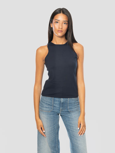 Koordiniertes V-Ausschnitt-Strickoberteil und ärmelloses Stricktop in Blau