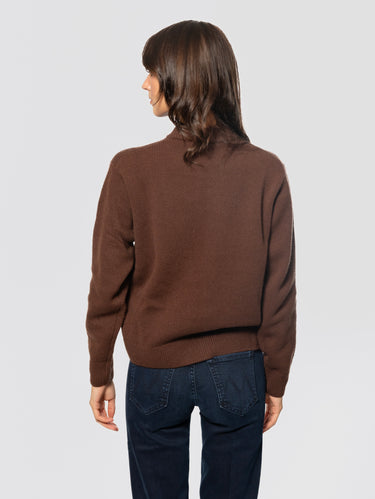 Maglione Oversize con Cuore e Scritta Shoes Marrone