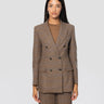 P.A.R.O.S.H.-Giacca Oversize Doppiopetto in Misto Lana Principe di Galles Marrone-TRYME Shop
