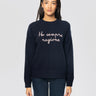 MC2 SAINT BARTH-Maglione Oversize in Misto Lana con Ricamo Ho Sempre Ragione Blu-TRYME Shop