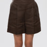 MAX MARA MM-Bermuda in Lino con Pinces Marrone-TRYME Shop