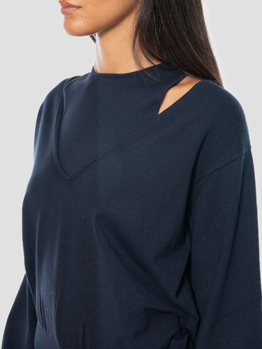 Koordiniertes V-Ausschnitt-Strickoberteil und ärmelloses Stricktop in Blau