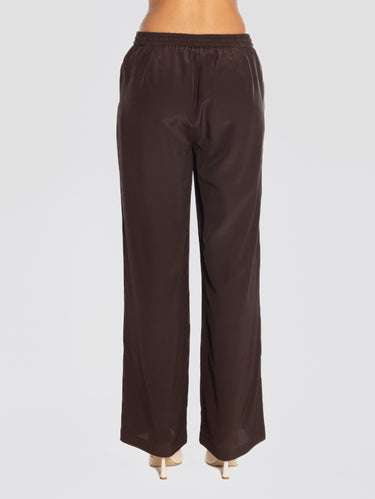 Hose aus Seiden-Crepe de Chine Dunkelbraun