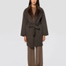 P.A.R.O.S.H.-Cappotto con Cintura in Lana Marrone-TRYME Shop