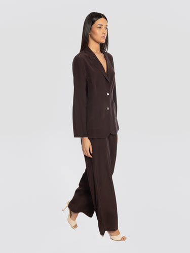 Hose aus Seiden-Crepe de Chine Dunkelbraun