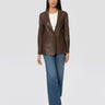 P.A.R.O.S.H.-Giacca Blazer Mono Bottone in Pelle Marrone-TRYME Shop